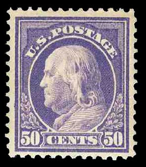 US Stamps Price Scott #421: 1914 50c Franklin Perf 12. Cherrystone Auctions, Jun 2009, Sale 200906, Lot 185