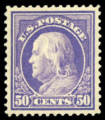 Price of US Stamp Scott # 421: 50c 1914 Franklin Perf 12. Matthew Bennett International, Feb 2012, Sale 340, Lot 452