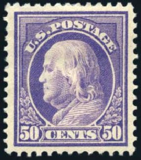 Prices of US Stamps Scott # 421: 1914 50c Franklin Perf 12. Harmer-Schau Auction Galleries, Feb 2010, Sale 84, Lot 1582