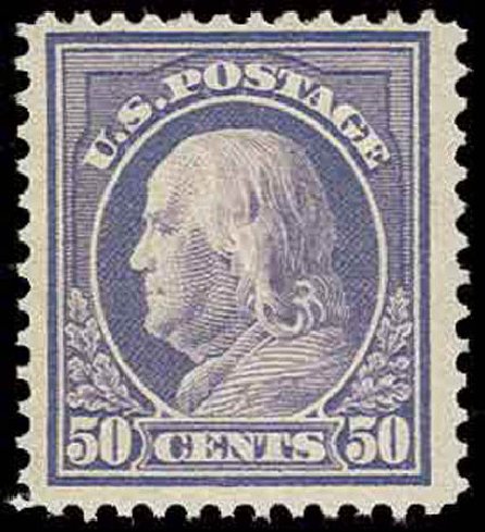 Values of US Stamp Scott #421 - 1914 50c Franklin Perf 12. H.R. Harmer, Nov 2013, Sale 3004, Lot 1262