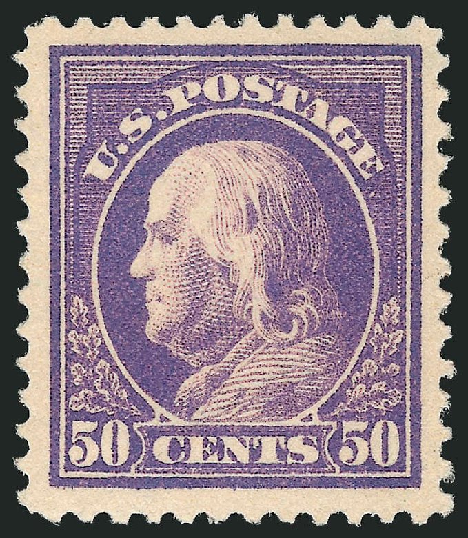 US Stamp Price Scott #421: 50c 1914 Franklin Perf 12. Robert Siegel Auction Galleries, Jul 2013, Sale 1050, Lot 542