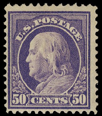Cost of US Stamps Scott #421 - 1914 50c Franklin Perf 12. Cherrystone Auctions, Apr 2010, Sale 201004, Lot 253