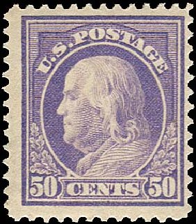 Costs of US Stamps Scott Cat. #421 - 1914 50c Franklin Perf 12. Regency-Superior, Jan 2015, Sale 109, Lot 1206
