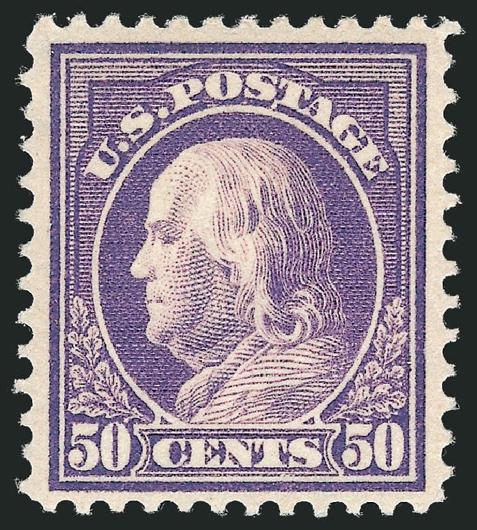 Values of US Stamp Scott # 421 - 1914 50c Franklin Perf 12. Robert Siegel Auction Galleries, Jun 2011, Sale 1011, Lot 726