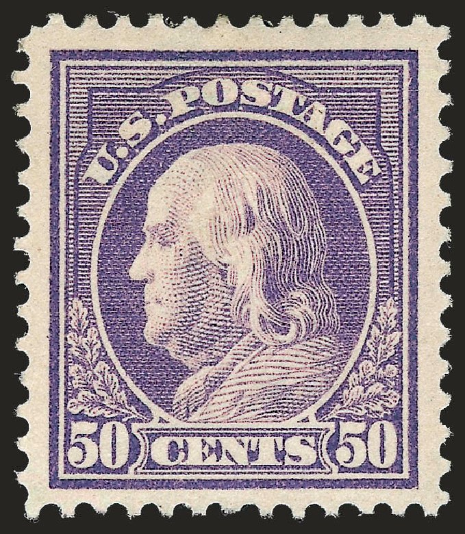 Value of US Stamps Scott Catalogue #421 - 50c 1914 Franklin Perf 12. Robert Siegel Auction Galleries, Dec 2008, Sale 967, Lot 4746