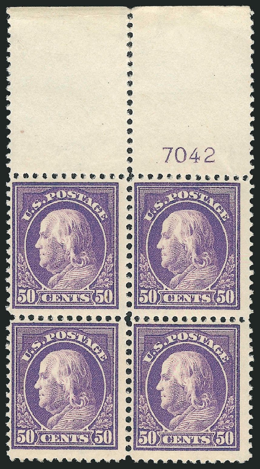 US Stamp Prices Scott Cat. #421: 50c 1914 Franklin Perf 12. Robert Siegel Auction Galleries, Oct 2010, Sale 997, Lot 5986
