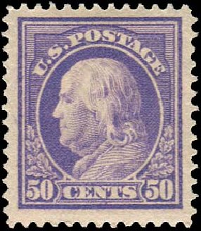 Cost of US Stamp Scott Catalogue #422 - 1914 50c Franklin Perf 12. Regency-Superior, Jan 2015, Sale 109, Lot 1207