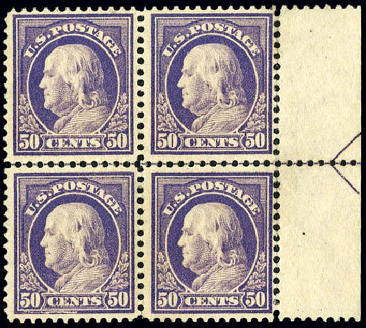 US Stamp Values Scott Catalog # 422 - 50c 1914 Franklin Perf 12. Matthew Bennett International, Dec 2008, Sale 330, Lot 1778