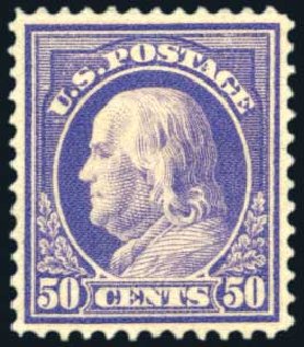 Value of US Stamps Scott Cat. #422 - 50c 1914 Franklin Perf 12. Harmer-Schau Auction Galleries, Aug 2011, Sale 90, Lot 1518
