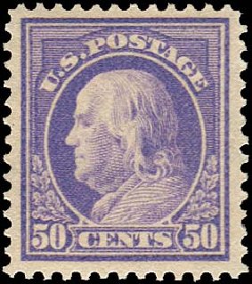 US Stamps Prices Scott Cat. # 422: 50c 1914 Franklin Perf 12. Regency-Superior, Jan 2015, Sale 109, Lot 1208