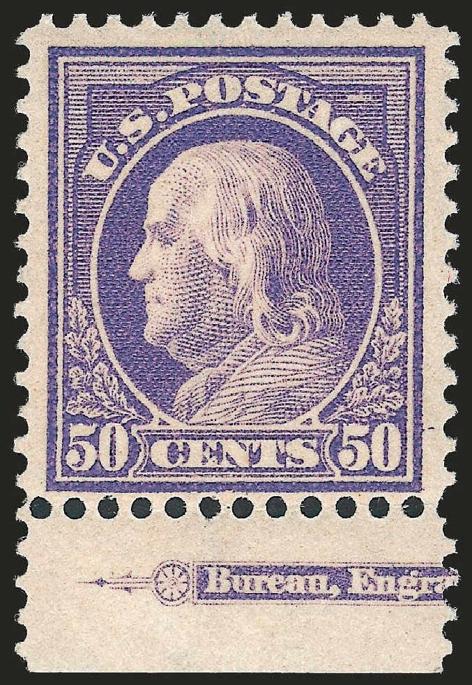 US Stamp Values Scott Cat. 422: 1914 50c Franklin Perf 12. Robert Siegel Auction Galleries, Apr 2010, Sale 984, Lot 879