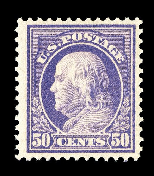 Values of US Stamp Scott Catalogue # 422 - 50c 1914 Franklin Perf 12. Spink Shreves Galleries, May 2014, Sale 148, Lot 300