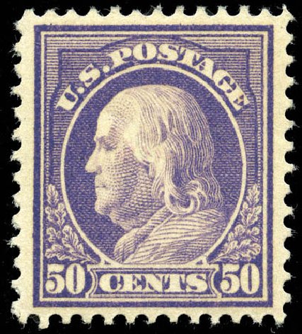 US Stamp Prices Scott Cat. # 422 - 50c 1914 Franklin Perf 12. Matthew Bennett International, Jun 2008, Sale 328, Lot 951
