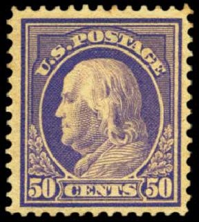 Value of US Stamp Scott 422 - 1914 50c Franklin Perf 12. Harmer-Schau Auction Galleries, Feb 2012, Sale 92, Lot 1141