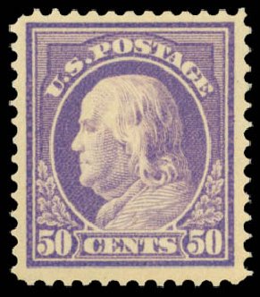 Price of US Stamps Scott # 422 - 1914 50c Franklin Perf 12. Daniel Kelleher Auctions, Dec 2014, Sale 661, Lot 351