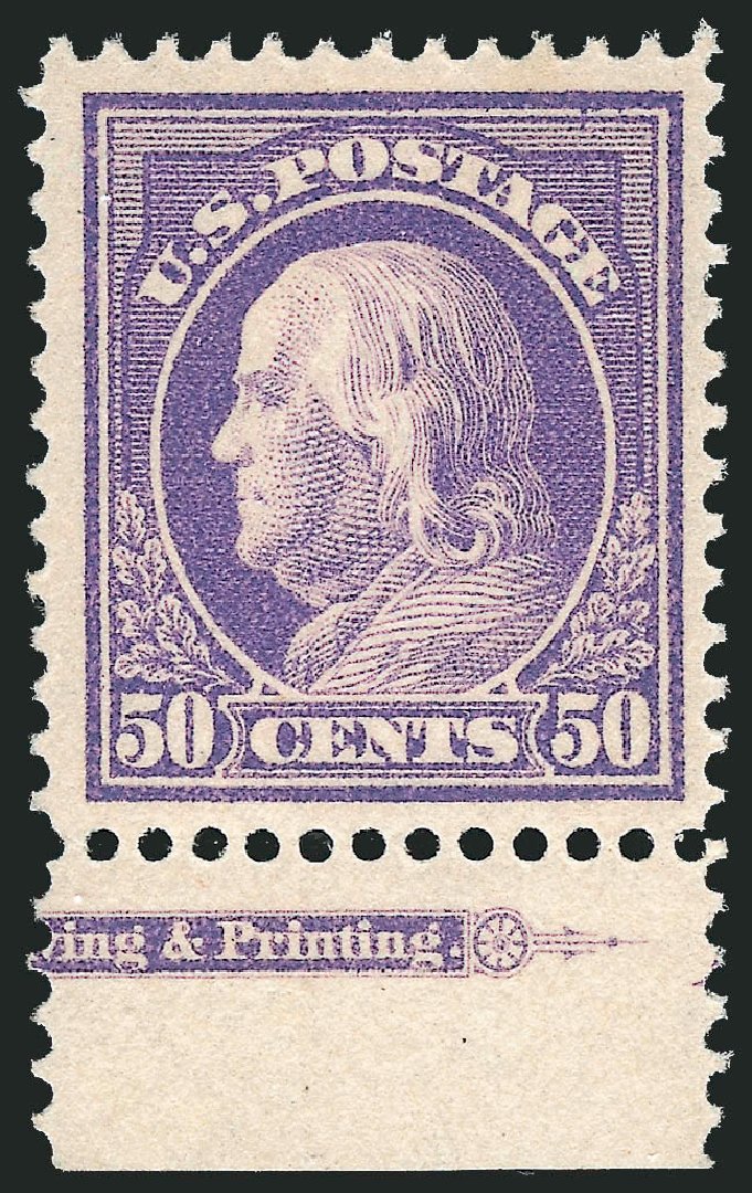 Price of US Stamp Scott 422 - 50c 1914 Franklin Perf 12. Robert Siegel Auction Galleries, Jul 2013, Sale 1050, Lot 544