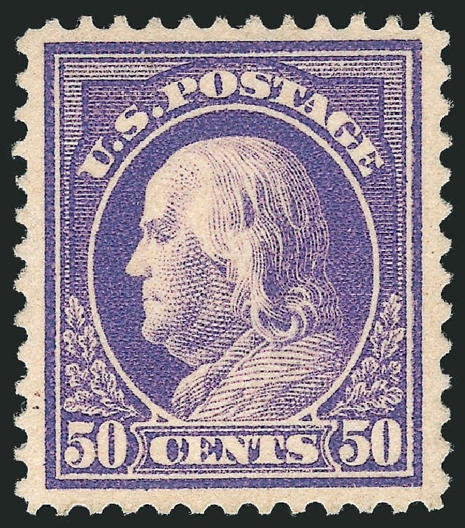 Values of US Stamps Scott Catalog # 422 - 50c 1914 Franklin Perf 12. Robert Siegel Auction Galleries, Mar 2013, Sale 1040, Lot 1795
