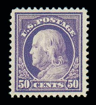 US Stamp Value Scott Cat. #422: 1914 50c Franklin Perf 12. Matthew Bennett International, Dec 2007, Sale 325, Lot 2062