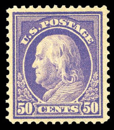 Prices of US Stamps Scott Cat. #422 - 1914 50c Franklin Perf 12. Matthew Bennett International, Mar 2011, Sale 337, Lot 2893