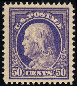 Cost of US Stamps Scott Catalogue # 422: 50c 1914 Franklin Perf 12. Cherrystone Auctions, Jan 2010, Sale 201001, Lot 153
