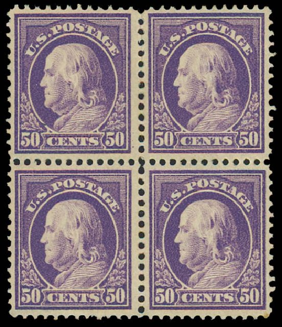 Prices of US Stamps Scott Cat. # 422 - 1914 50c Franklin Perf 12. Daniel Kelleher Auctions, Apr 2012, Sale 629, Lot 333