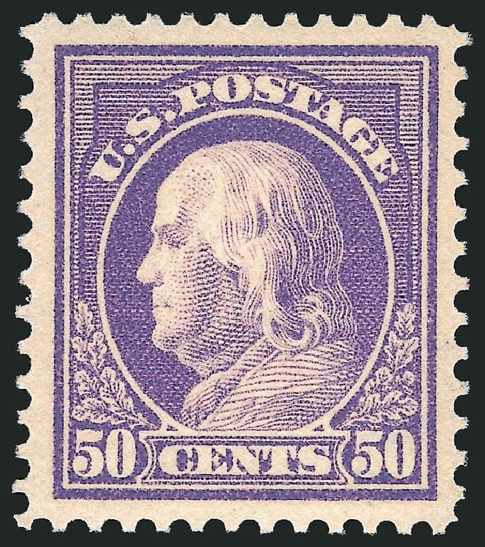 Prices of US Stamp Scott Catalogue 422 - 1914 50c Franklin Perf 12. Robert Siegel Auction Galleries, Apr 2014, Sale 1068, Lot 263