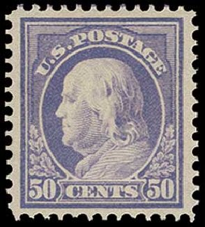 Values of US Stamp Scott Cat. # 422 - 1914 50c Franklin Perf 12. H.R. Harmer, Jun 2013, Sale 3003, Lot 1296