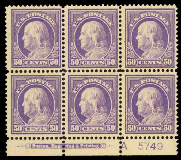 US Stamp Value Scott #422: 1914 50c Franklin Perf 12. Daniel Kelleher Auctions, Sep 2013, Sale 639, Lot 3536