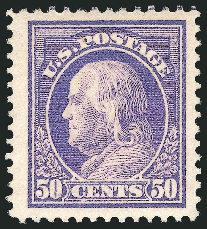 Values of US Stamps Scott Catalogue 422: 50c 1914 Franklin Perf 12. Robert Siegel Auction Galleries, Mar 2013, Sale 1040, Lot 1796