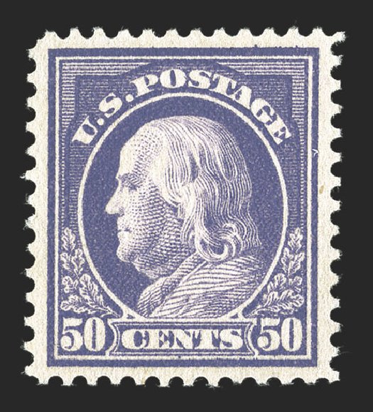 Costs of US Stamp Scott 422 - 1914 50c Franklin Perf 12. Spink Shreves Galleries, Jul 2012, Sale 140, Lot 266