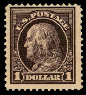 Prices of US Stamp Scott Catalog 423 - 1915 US$1.00 Franklin Perf 12. Daniel Kelleher Auctions, Mar 2013, Sale 635, Lot 527