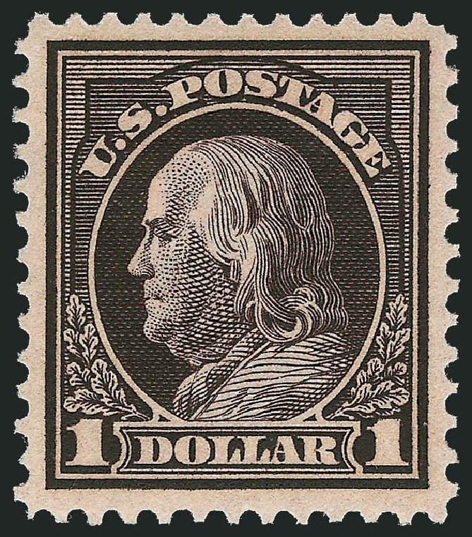 Cost of US Stamp Scott # 423: US$1.00 1915 Franklin Perf 12. Robert Siegel Auction Galleries, Dec 2011, Sale 1017, Lot 807
