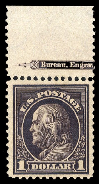 Costs of US Stamp Scott Catalog # 423 - US$1.00 1915 Franklin Perf 12. Cherrystone Auctions, Sep 2008, Sale 200809, Lot 28