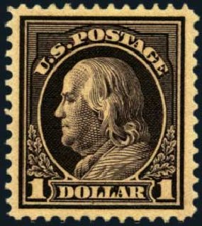US Stamps Prices Scott Catalogue #423: 1915 US$1.00 Franklin Perf 12. Harmer-Schau Auction Galleries, Jan 2013, Sale 96, Lot 568