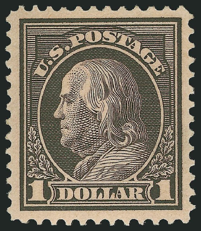 Cost of US Stamp Scott Catalog # 423 - US$1.00 1915 Franklin Perf 12. Robert Siegel Auction Galleries, Jul 2013, Sale 1050, Lot 548