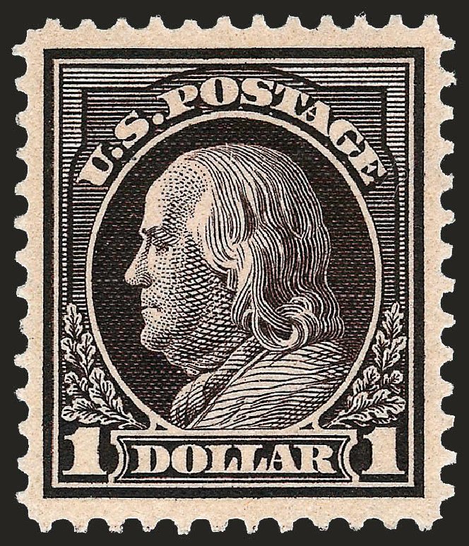 US Stamp Value Scott Catalog 423 - 1915 US$1.00 Franklin Perf 12. Robert Siegel Auction Galleries, Sep 2008, Sale 962, Lot 2718