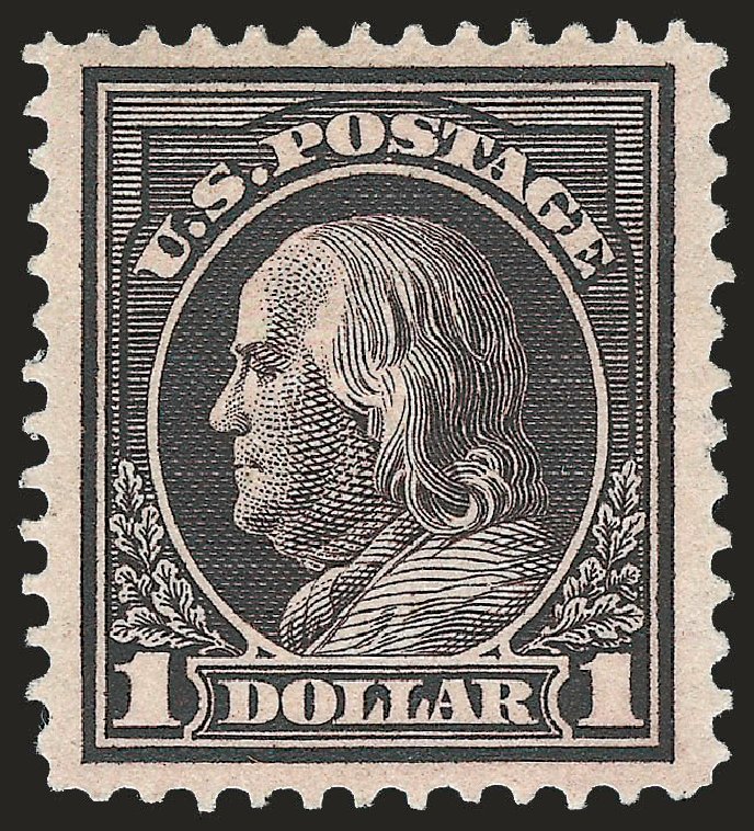 US Stamp Prices Scott # 423 - 1915 US$1.00 Franklin Perf 12. Robert Siegel Auction Galleries, Apr 2009, Sale 972, Lot 3328