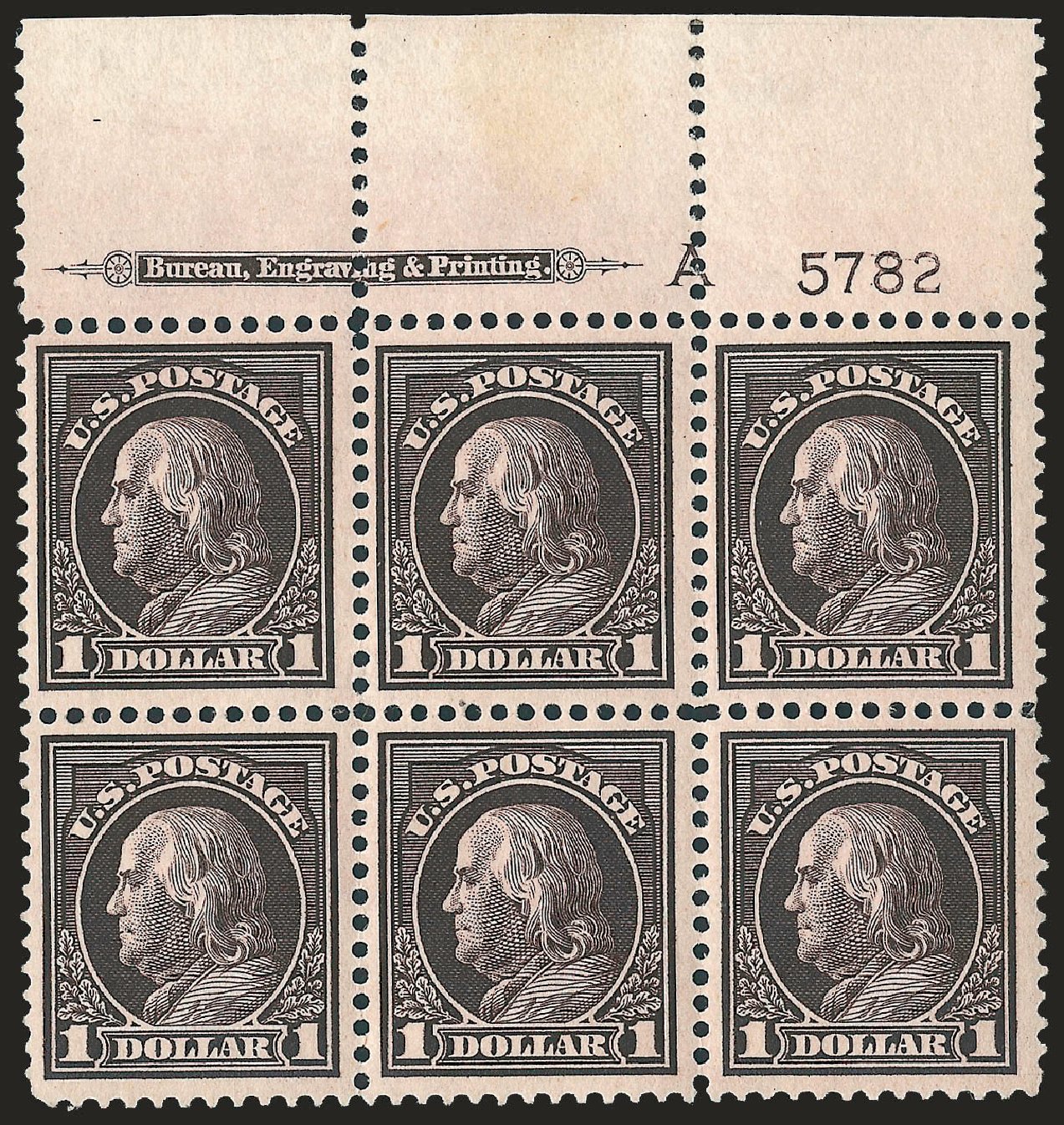 Costs of US Stamp Scott Catalog 423: US$1.00 1915 Franklin Perf 12. Robert Siegel Auction Galleries, Apr 2009, Sale 971, Lot 1819