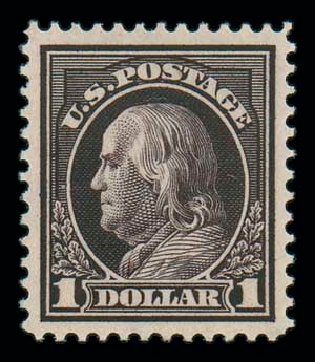 Costs of US Stamp Scott Catalog 423: 1915 US$1.00 Franklin Perf 12. Matthew Bennett International, Dec 2007, Sale 324, Lot 1200