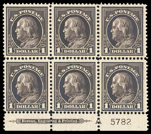 Prices of US Stamp Scott Cat. 423 - US$1.00 1915 Franklin Perf 12. Matthew Bennett International, Sep 2012, Sale 345, Lot 350