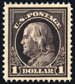 Prices of US Stamp Scott Catalogue 423 - 1915 US$1.00 Franklin Perf 12. Harmer-Schau Auction Galleries, Jun 2008, Sale 78, Lot 1560