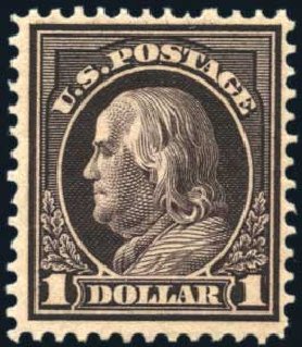 Price of US Stamps Scott Catalogue #423: US$1.00 1915 Franklin Perf 12. Harmer-Schau Auction Galleries, Apr 2010, Sale 85, Lot 300