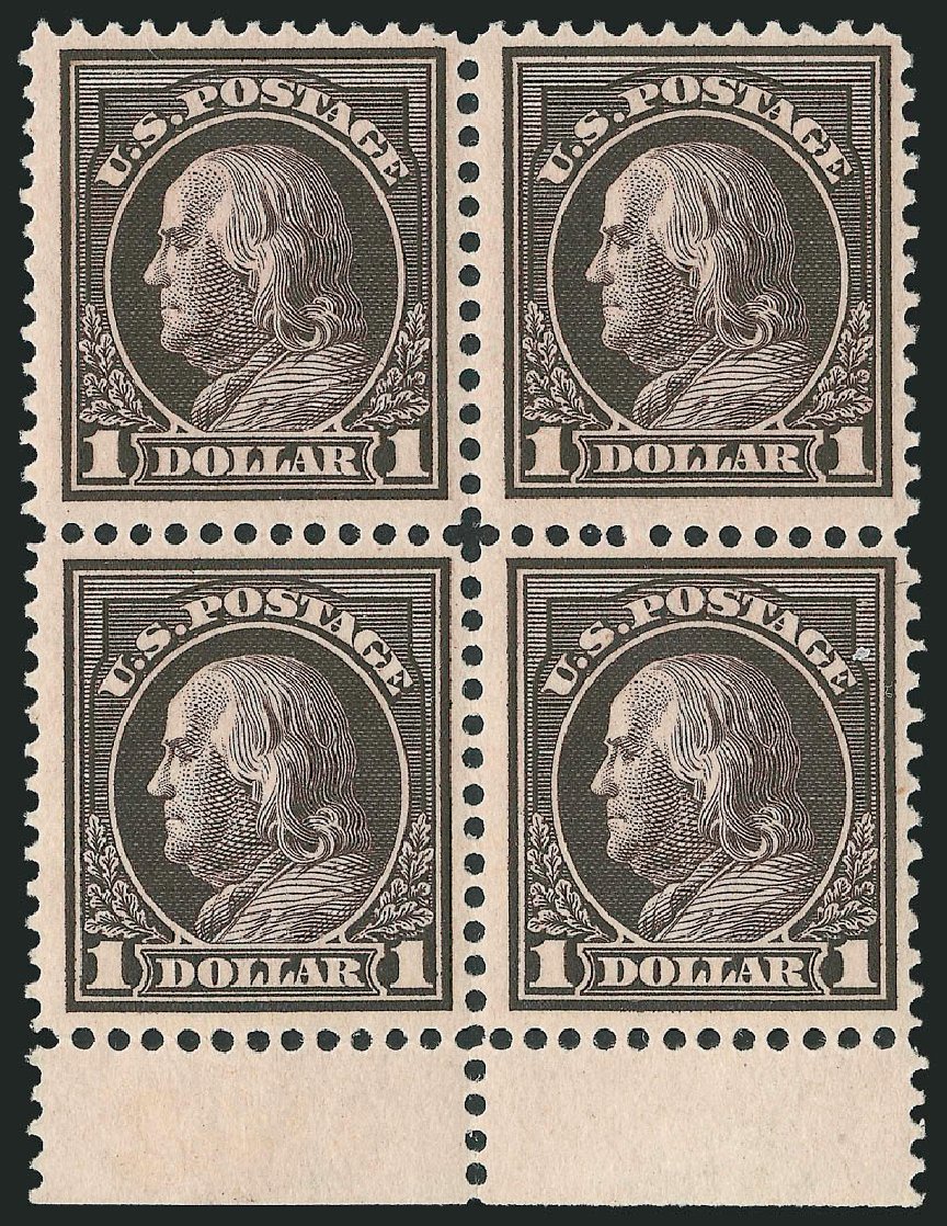 Prices of US Stamp Scott Cat. 423 - 1915 US$1.00 Franklin Perf 12. Robert Siegel Auction Galleries, Dec 2009, Sale 982, Lot 5810