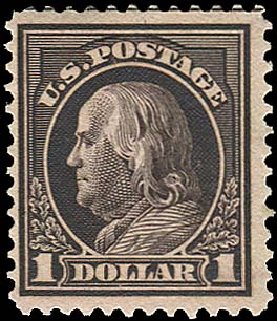 Values of US Stamps Scott # 423: US$1.00 1915 Franklin Perf 12. Regency-Superior, Jan 2015, Sale 109, Lot 1211