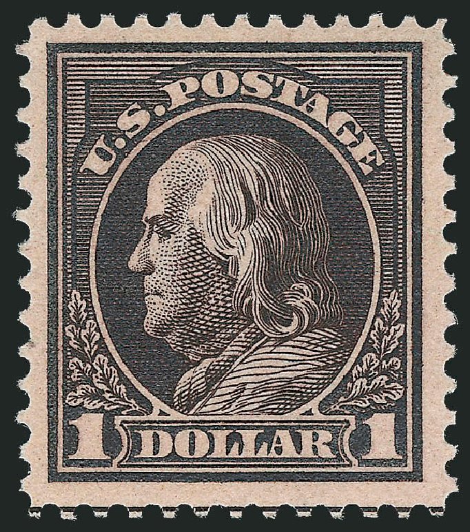 US Stamps Prices Scott Catalog 423: US$1.00 1915 Franklin Perf 12. Robert Siegel Auction Galleries, Oct 2011, Sale 1014, Lot 1901