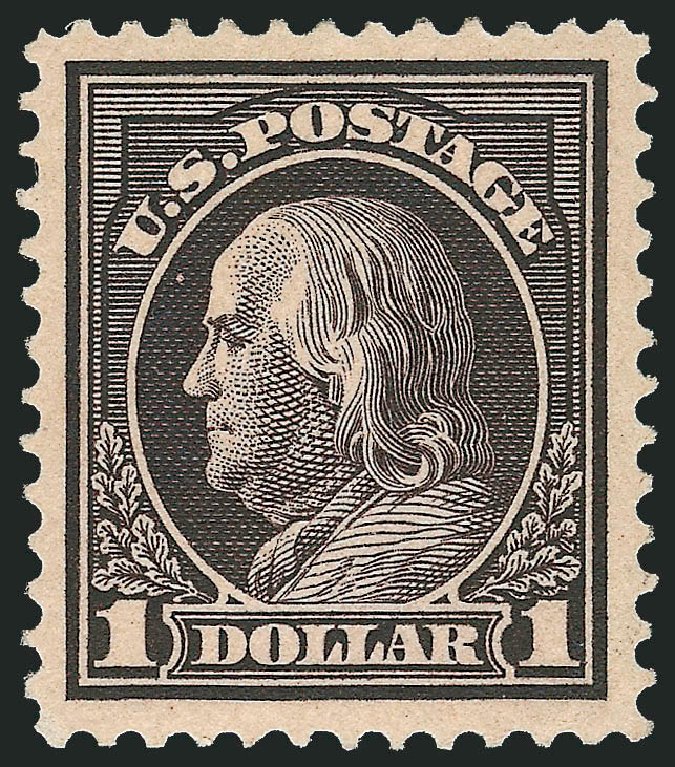 Cost of US Stamps Scott Catalog # 423 - US$1.00 1915 Franklin Perf 12. Robert Siegel Auction Galleries, Mar 2014, Sale 1067, Lot 1514