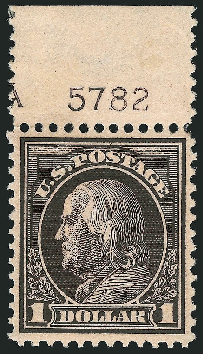 Values of US Stamp Scott #423: 1915 US$1.00 Franklin Perf 12. Robert Siegel Auction Galleries, Apr 2014, Sale 1068, Lot 264