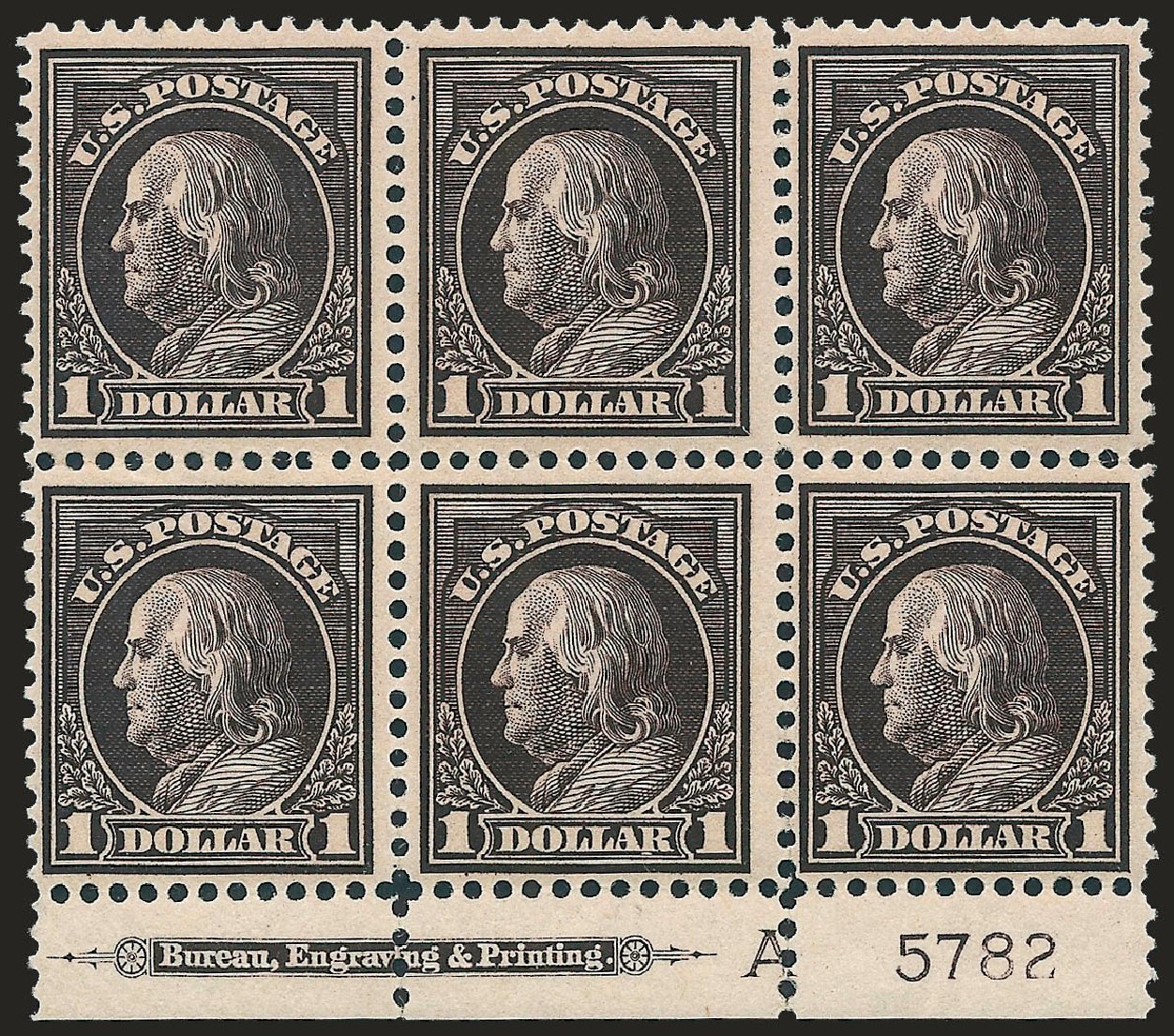 Prices of US Stamps Scott Catalog #423 - 1915 US$1.00 Franklin Perf 12. Robert Siegel Auction Galleries, Apr 2010, Sale 984, Lot 884