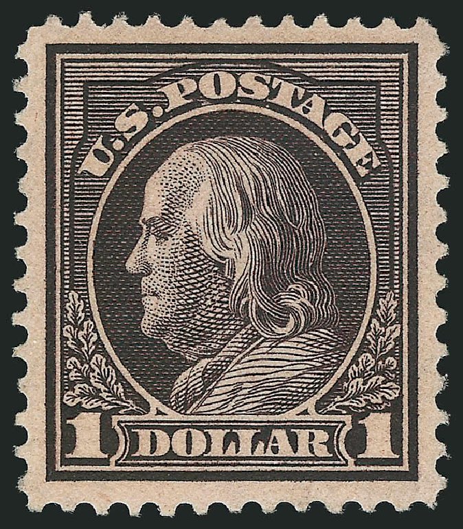 Costs of US Stamps Scott 423 - 1915 US$1.00 Franklin Perf 12. Robert Siegel Auction Galleries, Apr 2014, Sale 1068, Lot 265