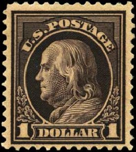 Price of US Stamps Scott Catalogue 423: 1915 US$1.00 Franklin Perf 12. Harmer-Schau Auction Galleries, Feb 2012, Sale 92, Lot 1142